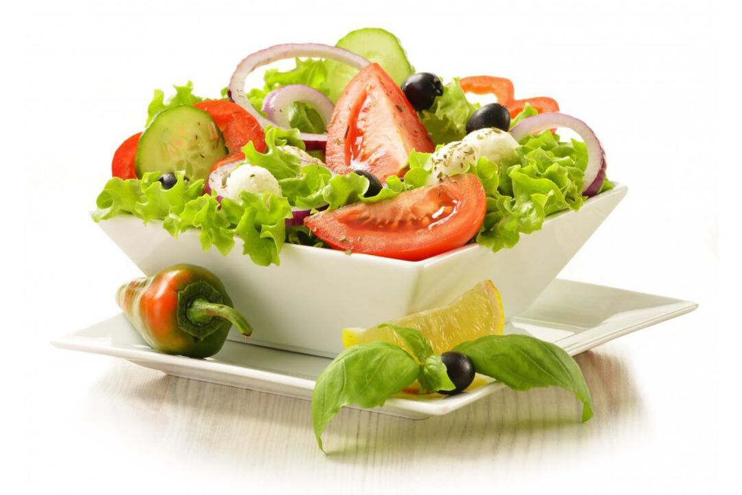 På vegetabilske dage med en kemisk diæt kan du tilberede lækre salater